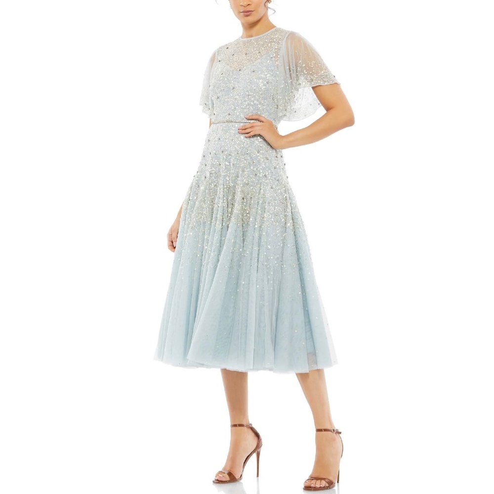 Mac Duggal 93655 Sequin & Crystal Embellished Ruffle Sleeve Cocktail Dress 6